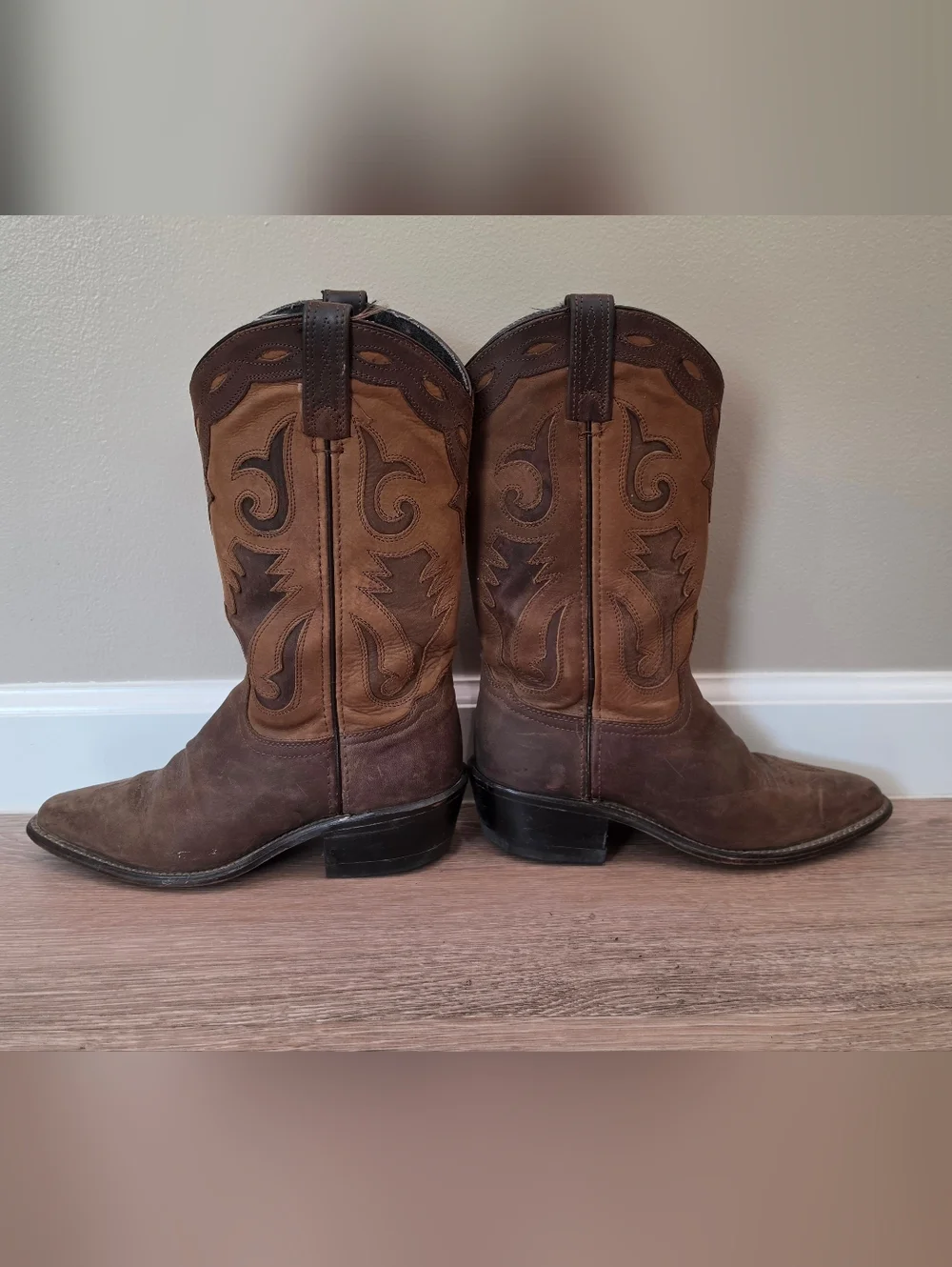 Western Cowboy Boots in Two-Tone Brown - Picture 7 of 8